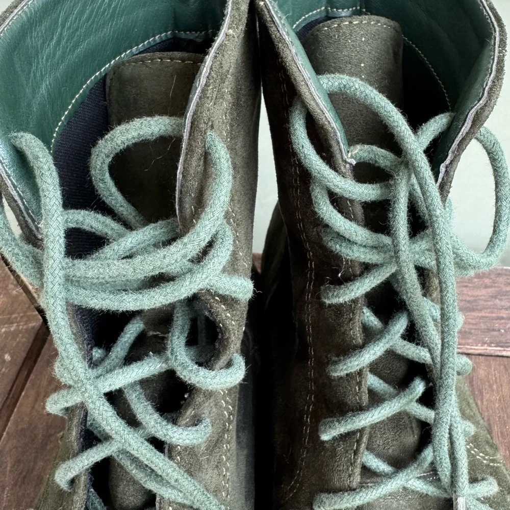 Green Lace-Up Boots - Picture 2 of 8